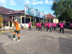 Sambut HUT Bhayangkara ke-80, Bhayangkari Polsek Bajeng Gelar Senam Bersama Penuh Semangat