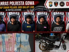 Beraksi Cepat! Jatanras Polresta Gowa Berhasil Tangkap Enam Pelaku Judi Balap Liar di Pattallassang