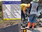 Proyek anggaran gede dinding penahan tanah (talud ) jalan kali bakung – karang jambu masih memakai manual